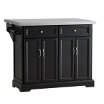 Virtuvės sala 115x71x92cm., juodos/sidabrinės spalvos