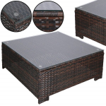 Modulinis sodo baldų komplektas Springos GF0062 staliukas, fotelis, sofa, 4 moduliai, rudos-kreminės spalvos
