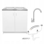 Virtuvinė spintelė, 2 skyriai, auk&scaron;tas chromuotas mai&scaron;ytuvas, sifonas, 80x50cm