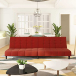 Dvivietė sofa-lova, raudonojo vyno spalvos, aksomas