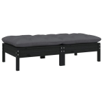 Dvivietė sodo sofa，Lauko sofa su pagalvėlėmis, juoda, pu&scaron;ies masyvas CFE89832