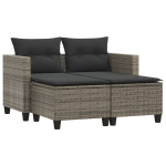 Dvivietė sodo sofa，Lauko sofa su taburetėmis, pilkos spalvos, poliratanas CFE32527