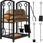 Juodas židinio aksesuarų rinkinys &ndash; 73 cm auk&scaron;čio, 30 kg apkrova