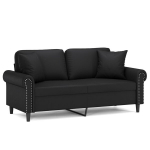 Dvivietė sofa，Poilsio sofa su pagalvėlėmis, juoda, 140cm, dirbtinė oda CFE45328