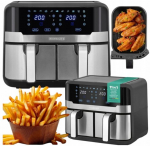 Kar&scaron;to oro gruzdintuvė be riebalų HEINRICH'S HFR 8214, 9 l, 2400 W, dviejų skyrių, LCD, juoda