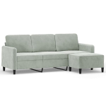 Trivietė sofa，Poilsio sofa su pakoja, &scaron;viesiai pilka, 180cm, aksomas CFE59145