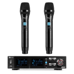 &bdquo;Power Dynamics PD522 UHF&ldquo; belaidžių mikrofonų rinkinys su 2 rankiniais mikrofonais