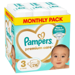 Pampers Premium Care Tape Sauskelnės, 3 Dydis, 216 vnt.