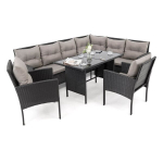 Lauko baldų komplektas PALMERA BIG|Technoratanas|Juodas|Pagalvės pilkos 01