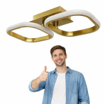 LED pakabinamas lubinis &scaron;viestuvas auksinis 35cm 32W neutrali &scaron;viesa, modernus dizainas svetainei miegamajam