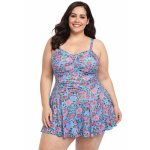 Moteri&scaron;ka maudymosi suknelė su pilvą formuojančiu efektu Saitdress, mėlyna, 2XL