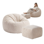 Sėdmai&scaron;is su pakoju Mark Adler Comfy 3.0 Beige &ndash; velvetinis fotelis, kreminis