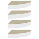 vidaXL Sieninės lentynos, 4vnt., baltos/ąžuolo, 25x25x3,8cm, MDF, Balta