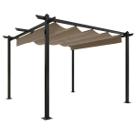vidaXL Sodo pavėsinė su įtraukiamu stogu, taupe spalvos, 3x3m