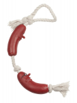 Žaislas &scaron;unims Pet Toys Sausage, 45 cm, raudonas/baltas