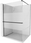 Walk-in du&scaron;o sienelė Mexen Kioto+ su lentynėle, black/pusiau matinis stiklas, 70,80,90,100,110,120x200 cm