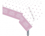 Plastikinė staltiesė "Baby Shower", rožinės &scaron;irdelės, 137 x 213 cm 73363