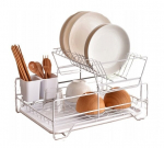 Dviejų pakopų balta indų džiovyklė, 33x43x27,5cm