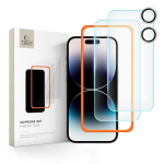"TECH-PROTECT" GRŪDINTO STIKLO AUK&Scaron;ČIAUSIASIS RINKINYS, 3 PAKUOTĖS, IPHONE 16, SKAIDRUS