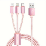 3-in-1 USB įkrovimo laidas, Rose Golden