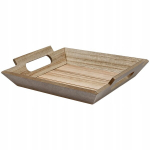 DEKORATYVINIS medinis padėklas MDF su rankenėlėmis Matmenys: 23 x 20 x 4,5 cm Smėlio spalvos