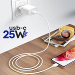 Įkroviklis ne&scaron;iojamam kompiuteriui 25W GaN USB-C maitinimo įkroviklis + baltas USB-C laidas, oficialus Samsung gaminys