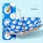 Moteri&scaron;kas mažas sulankstomas skėtis, mini ki&scaron;eninis. ,  Titanium Golden - Curtain Blue