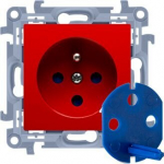 Vienvietis Data elektros lizdas 16a 250v raudonas Ip20