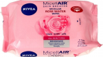 Micelinės drėgnos servetėlės makiažui valyti Nivea Micell Air Skin Breathe Rose Water 25 vnt