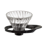 "Hario V60" stiklinis la&scaron;intuvas 01 - juodas, su &scaron;auk&scaron;teliu