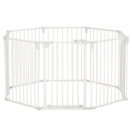 &Scaron;uniukų aptvaras, 8 dalių, sulankstomas, 60 x 76 cm &Scaron;uniukų aptvaras su durelėmis, &scaron;unų grotelės mažoms ir vidutinio dydžio &scaron;unims, atviras aptvaras durims, židiniui, laiptams, baltas