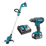 Akumuliatorinis trimeris su suktuvu Makita DLX2489 18V, su akumuliatoriumi ir įkrovikliu