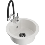 Vienguba granitinė plautuvė Mexen Diego su virtuvės mai&scaron;ytuvu Duo, Baltas - 6512-20-671701-07-B