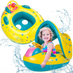 Pripučiamas ratas su laikikliu Sun Baby, 60 cm, geltonas