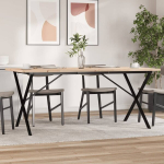 Valgomojo stalas, 180x90x75,5cm, pu&scaron;is ir ketus, x formos rėmas