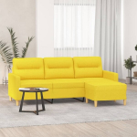 Trivietė sofa su pakoja, &scaron;viesiai geltona, 180cm, audinys