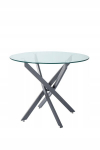 Stalas Agis &ndash; Modernus apvalus stalas su stiklu, skersmuo 90 cm