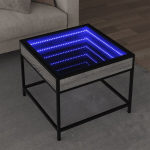 Kavos staliukas su infinity led lemputėmis, pilkas, 50x50x41cm