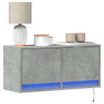 Sieninė tv spintelė su led lemputėmis, betono, 80x31x35cm