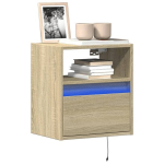Sieninė tv spintelė su led lemputėmis, ąžuolo, 41x31x45cm