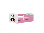 Vaiki&scaron;ka lova su čiužiniu ir stalčiumi Kocot Kids BabyDreams Pink panda 2, 140x70 cm, rožinė/balta