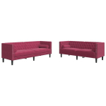 Chesterfield sofų komplektas su pagalvėlėmis, 2 dalių, raudona