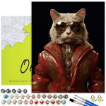 Tapyba pagal skaičius ANT JUODOS DROBĖS Rėmelyje Oh Art! Gyvūnai &bdquo;Versli katė&ldquo; 40x50 cm, 40x50 cm
