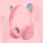 Vaiki&scaron;kos ausinės su LED Cat Ears (saugus garsumo limitas 85 dB)