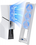 Žaidimų konsolė Ventiliatorius, skirtas ps5 slim, ps5 slim ventiliatorius su automatiniu greičio reguliavimu, tylesni au&scaron;inimo priedai su led lempute ir usb3.0 &scaron;akotuvais, skirtas ps5 slim disc ir digital editions, netinka ps5 pro (baltas)