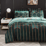 Freyamy patalynės komplektas 200 x 220 cm žalias geometrinis languotas apverčiamas patalynės komplektas marmuras modernus mikropluo&scaron;to dvigulės lovos antklodės užvalkalas su užtrauktuku ir 2 pagalvių užvalkalais 80 x 80 cm