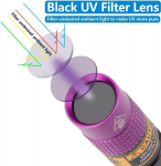 Alonefire Sv64 3w mažas 365nm Led Uv žibintuvėlis, ne&scaron;iojamas mini ultravioletinis juodos &scaron;viesos detektorius naminių gyvūnėlių &scaron;lapimui, mineralams, gintarui, pinigų detektorius su 2 Aaa baterijomis