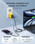 Usb c įkroviklis, aohi 67w gan+ pd greito įkrovimo blokas, skirtas macbook/air, ipad pro, galaxy s24/s23, iphone 16 pro max/15 plus/14/13 (amber)