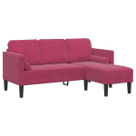 3-vietė sofa su L formos pufa vyno raudona 160 cm aksomas