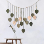 Mincloss macrame sienos gobelenas boho dekoratyvinis sienos macrame gobelenas su mediniais karoliukais ir lapų dizainu, rankų darbo gobelenas sienos dekoracija miegamajam, svetainei, vaikų kambariui
